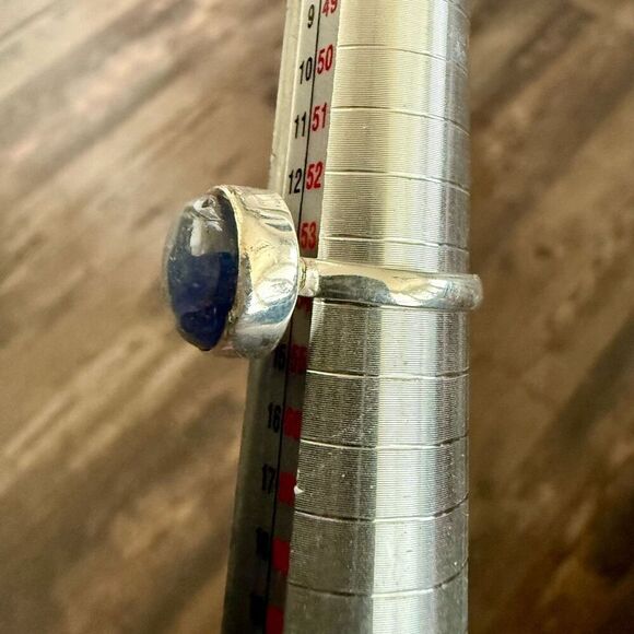 Stunning Blue Kyanite Ring 925 Sterling Silver Simple Round Cut Size 6 New - Picture 2 of 4